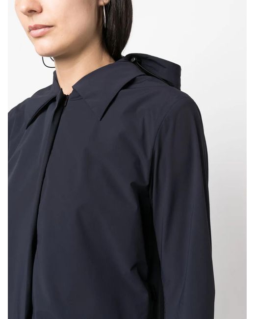 JOHANNA Paris Blue Classic-Collar Hooded Trench Coat