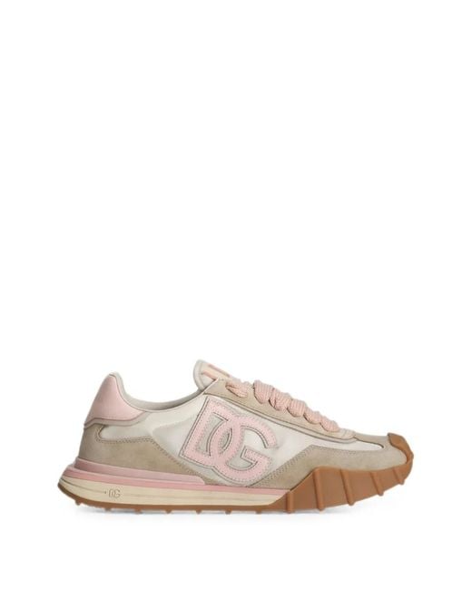 Dolce & Gabbana Pink Athletic Sneakers Mit Logo-Patch