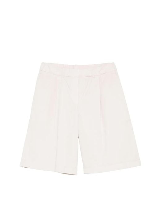 Via Masini 80 White Pleated Shorts