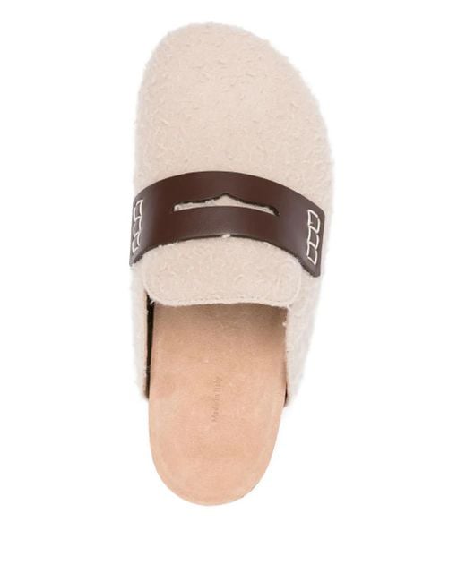 J.W. Anderson White Leather-Detail Shearling Mules