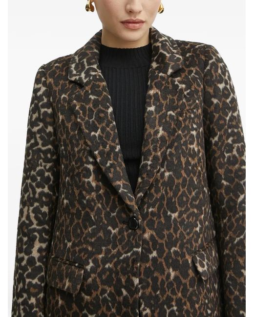 Morgan Black Leopard-Print Coat