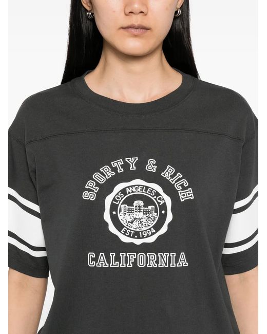 Sporty & Rich Black Logo-Print T-Shirt