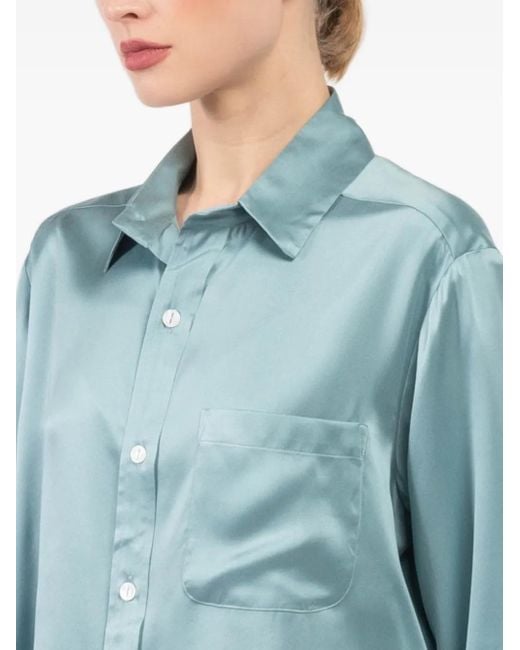 CISSA Blue Satin Pocket Shirt