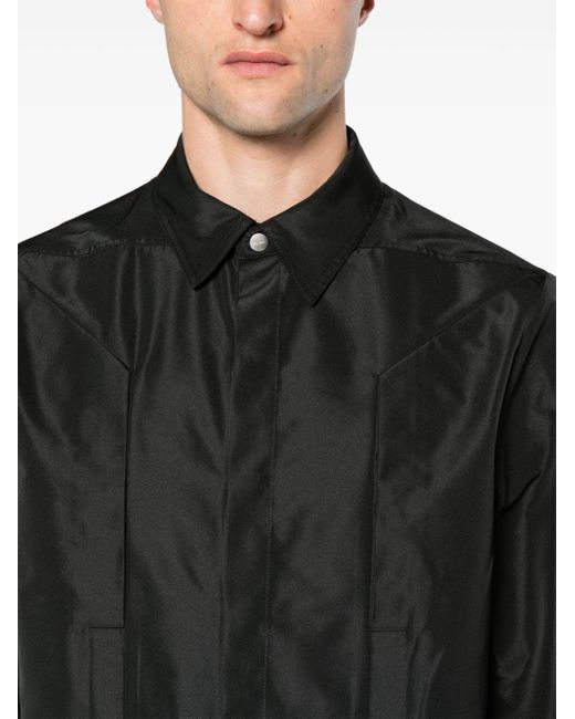 Camisa Fogpocket con cuello clásico Rick Owens de hombre de color Black