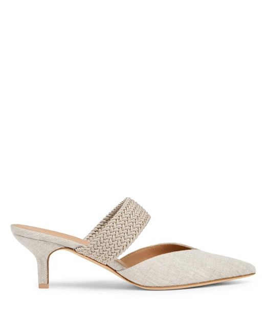 Malone Souliers White Linen-Blend Maisie Mules 45