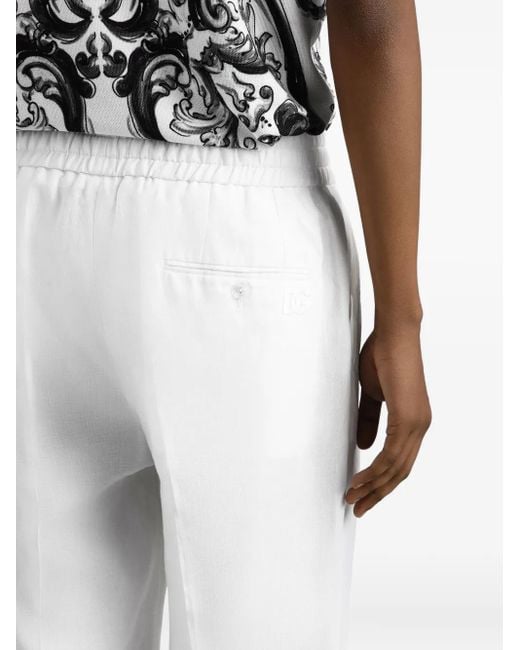 Dolce & Gabbana White Linen Straight Pants for men