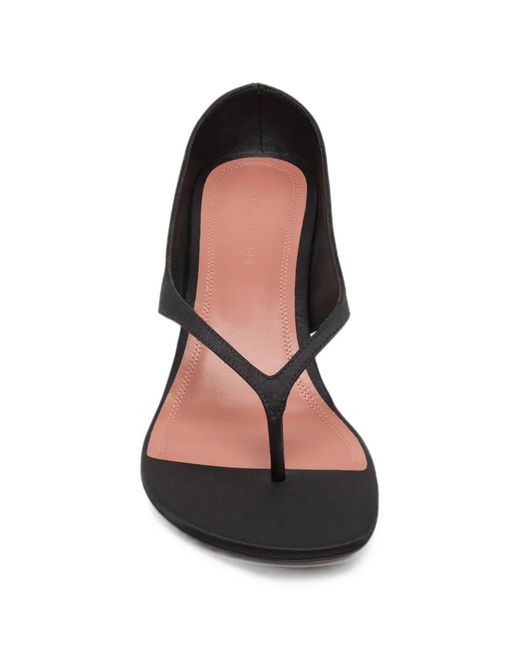 AMINA MUADDI Black Alexandra Thong Slippers 60 Satin