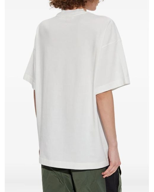 Palm Angels White Embroidered-Logo Crew-Neck T-Shirt