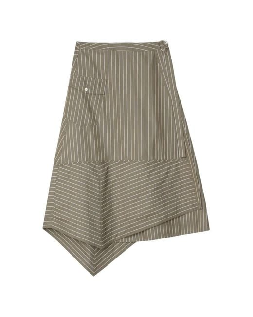 3.1 Phillip Lim Green Striped Asymmetrical Skirt