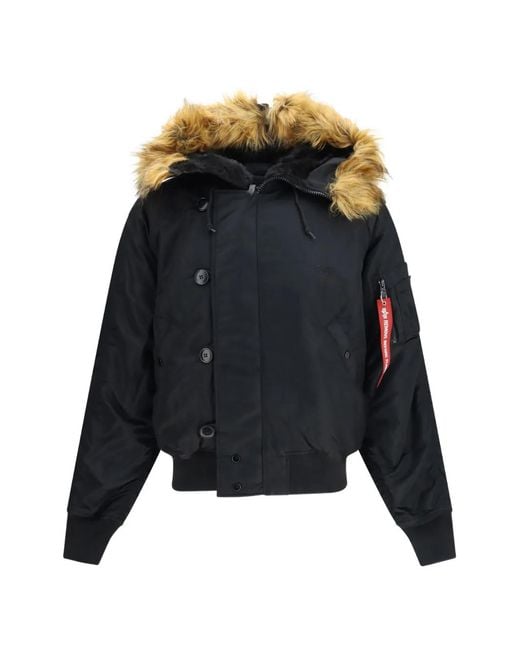 Alpha Industries Black N-2B Heritage Faux-Fur Trim Jacket for men
