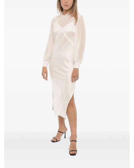 AllSaints White Bailey Lace-Trim Midi Dress