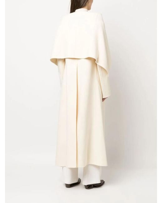 The Row White Cashmere Drape-Detail Coat