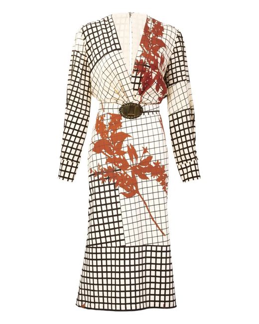Silvia Tcherassi White Kadira Geometric-Print Belted Midi Dress