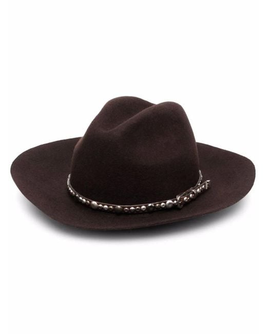 Golden Goose Deluxe Brand Coffee-brown Hat With Studded Leather Strap