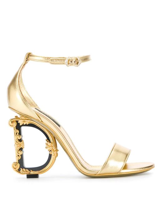 Dolce & Gabbana Metallic Baroque Heel Sandals
