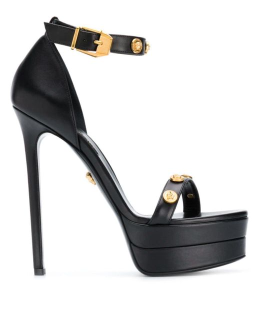Versace Black Medusa Stud Icon Platform Sandals