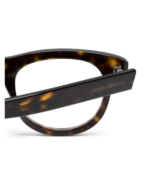 Saint Laurent Brown Tortoiseshell-Effect Round-Frame Glasses