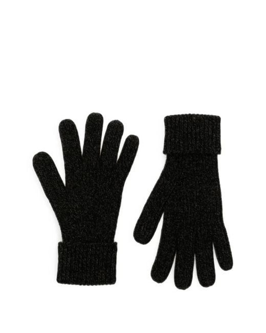 N.Peal Cashmere Black Ribbed Gloves for men