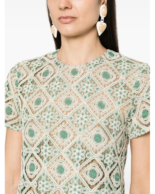 LaDoubleJ Green Macramé Swing Dress