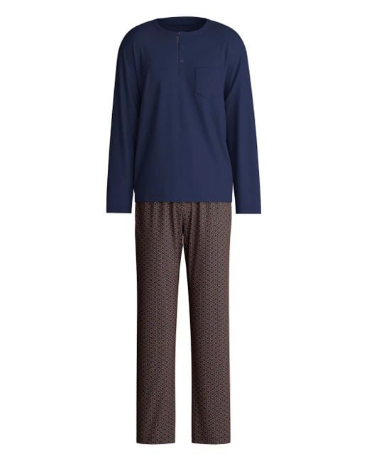 Calida Blue Geometric-Pattern Pyjamas for men