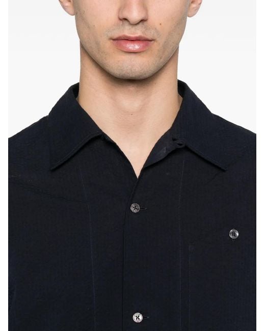 Fursac Black Patch-Pocket Textured Shirt for men