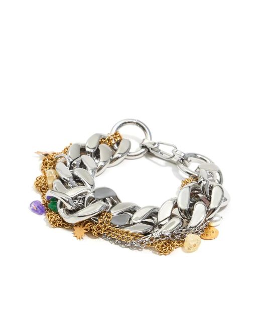 Bimba Y Lola White Metallic-Charm Chain Bracelet