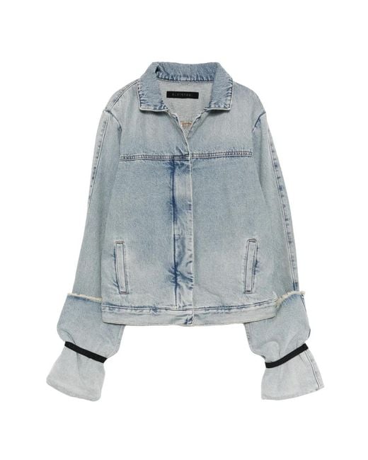 ALAINPAUL Blue Folded-Sleeve Denim Jacket