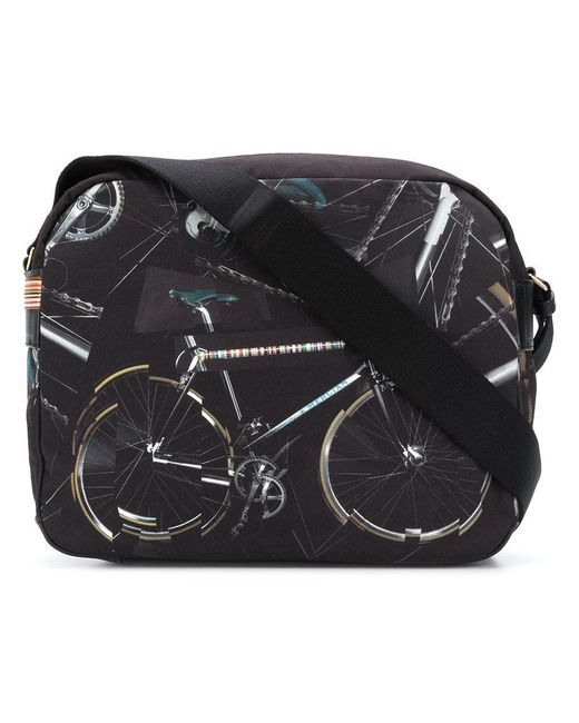 Paul Smith Black Bicycle Print Messenger Bag for men