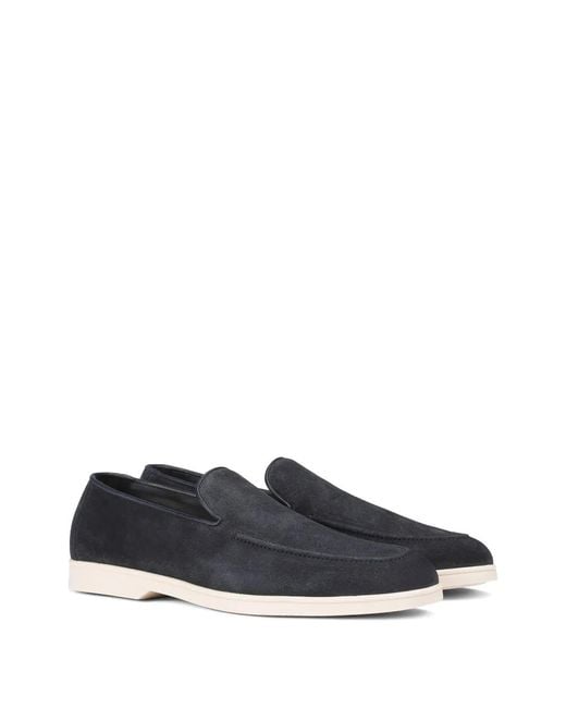 Doucal's Blue Suede Apron-Toe Loafers for men