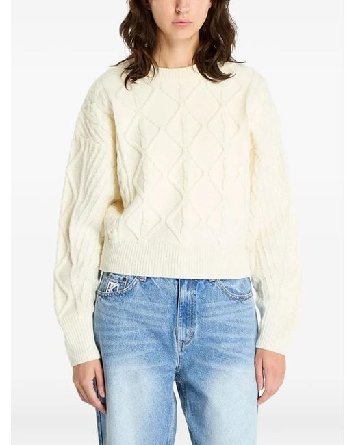 Wrangler Blue Cable-Knit Diamond-Pattern Sweater