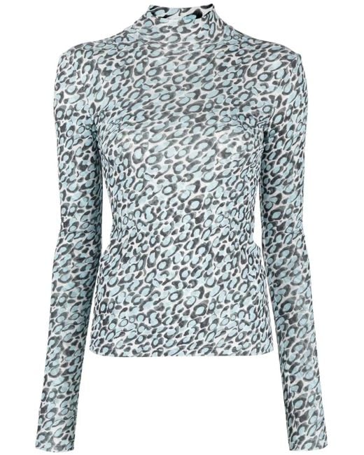 Nanushka Blue Back Cut-Out Patterned Top