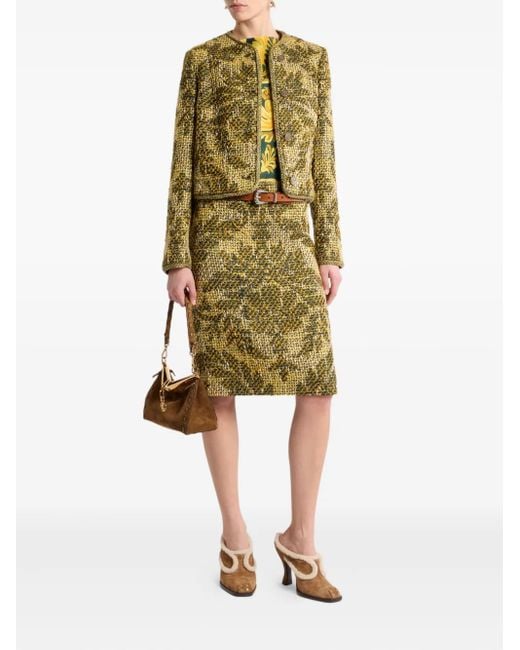 Etro Green Basketweave Jacquard Jacket