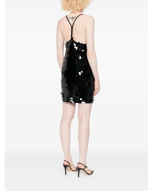 P.A.R.O.S.H. Black Sequin Spaghetti-Strap Dress