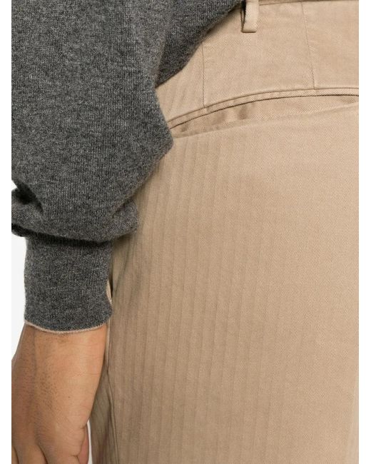 Incotex Natural Herringbone Stretch-Cotton Tailored Trousers for men