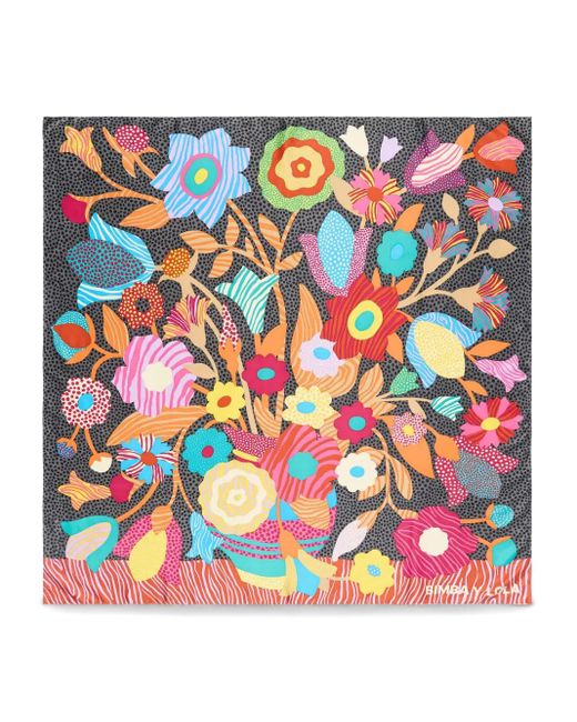 Bimba Y Lola Blue Loral-Print Scarf