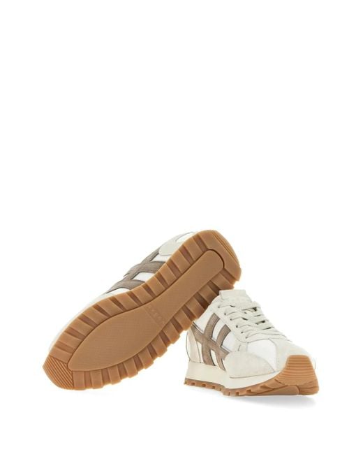 Hogan White Mesh Design Sneakers With Suede Trim for men