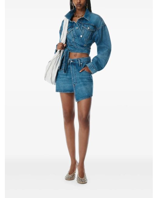 スカート DENIM X ALEXANDER WANG 'Deconstructed Wrapped' skirt Blue Alexander Wang Wrapped Skirt in Blue | Lyst