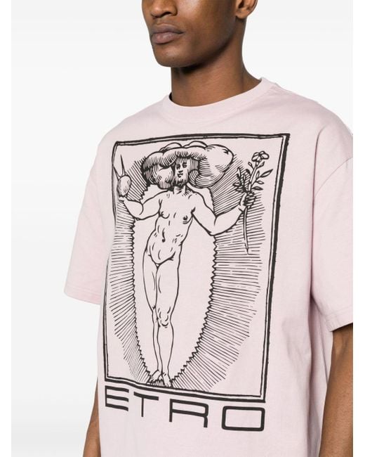 Etro T-Shirt mit Illustrations-Print in Pink für Herren