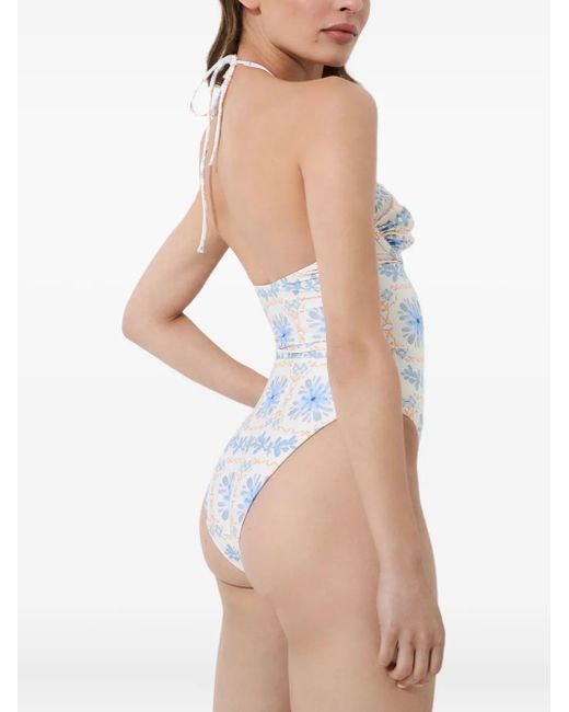 Agua Bendita White Maillot De Bain À Fleurs