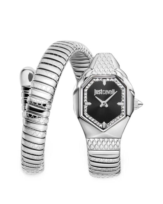 Just Cavalli Gray Aria Snake Wrap 22Mm Watch