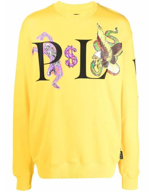 Philipp Plein Sweatshirt Mit Grafischem Print in Yellow für Herren