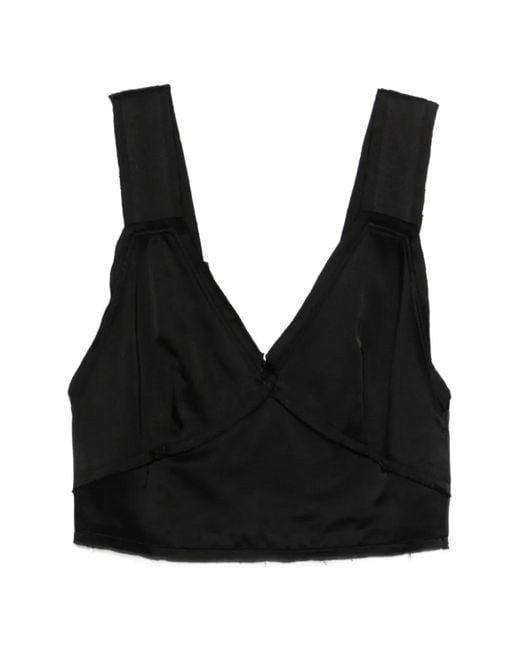 Totême Black Cropped Satin Camisole