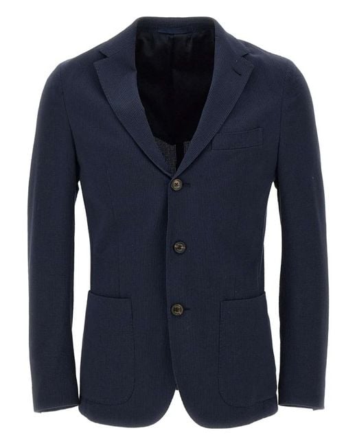 Eleventy Blue Single-Breasted Blazer for men