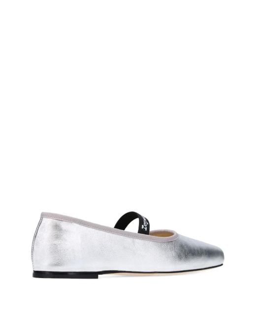 Repetto White Lisbeth Square-Toe Strap Ballet Flats