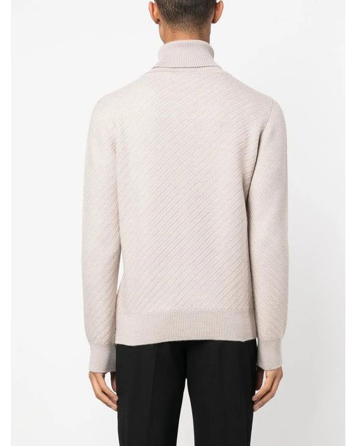 Lardini White Ribbed Roll-Neck Jumper for men