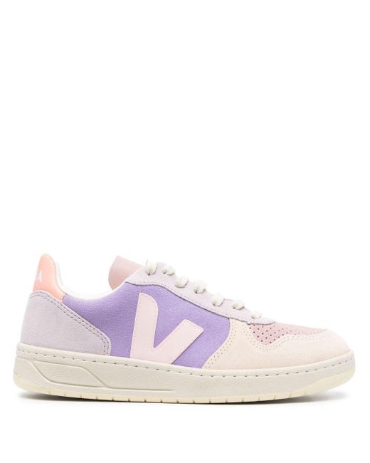 Veja Suede V10 Colourblock Low Top Sneakers in Purple Lyst Canada