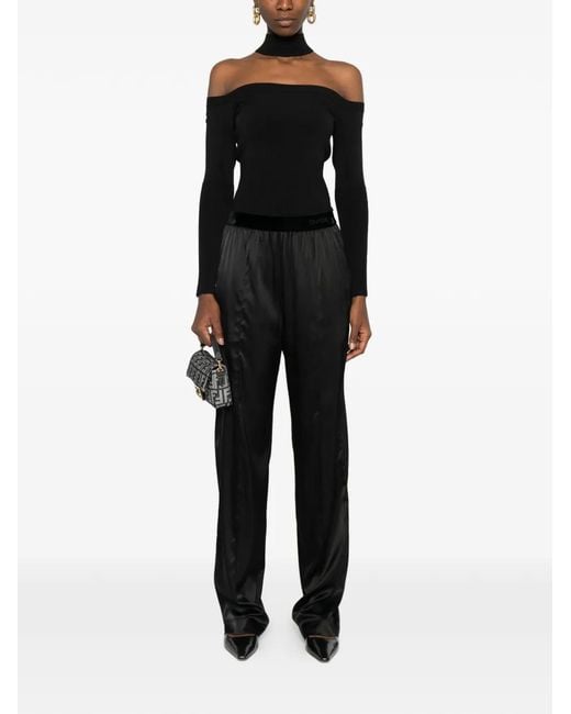 Tom Ford Black Logo Silk Pajama Trousers