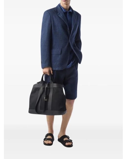 Corneliani Blue Herringbone Three-Button Jacket for men