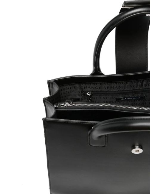 Borsa Tote Con Placca Logo di ARMANI EXCHANGE in Black