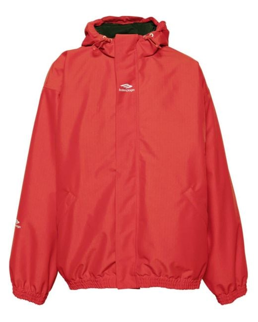 Balenciaga Red Logo-print Hooded Ski Jacket for men